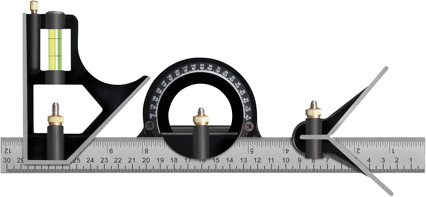 12" COMBINATION SQUARE WITH PROTRACTOR