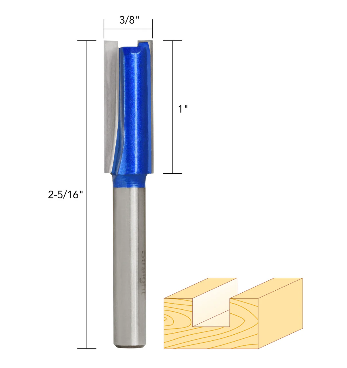 3/8" STRAIGHT ROUTER BIT 1/4" SHANK - Image 5