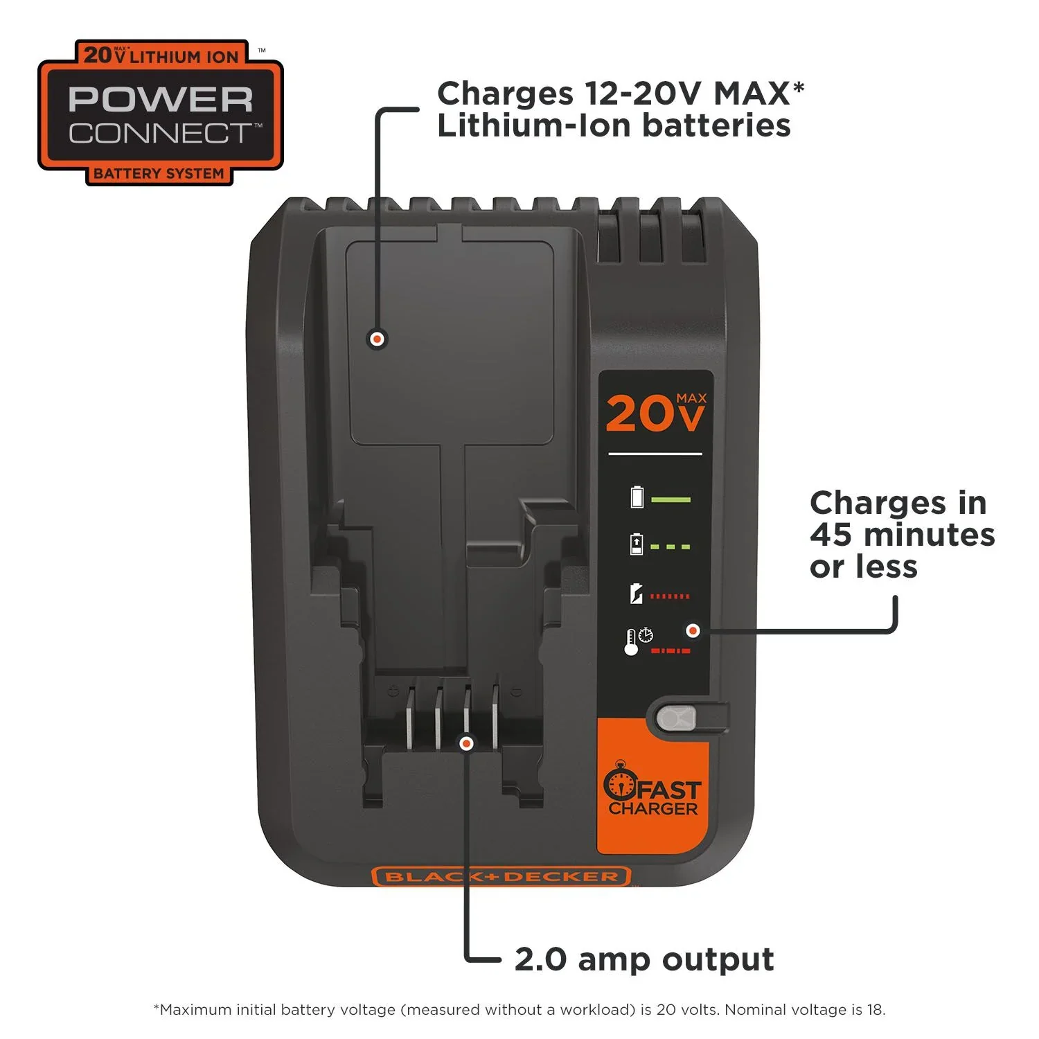 BLACK & DECKER 20V LITHIUM 2 AMP CHARGER - Image 5