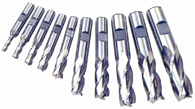 END MILL 10PC SET HSS 4FLT