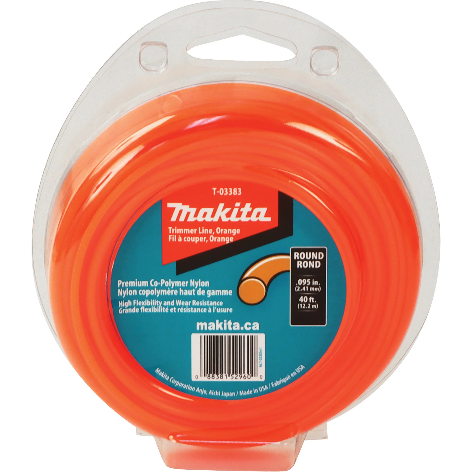 MAKITA ROUND TRIMMER LINE ORANGE40'.090"