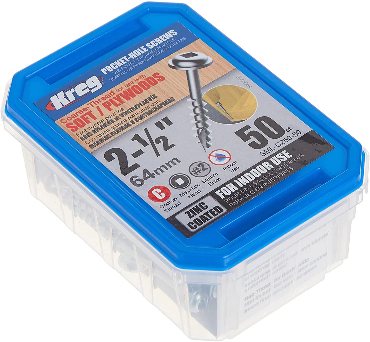 POCKET SCREWS-2-1/2",#8 CRSE,W/H, 50CT SMLC25050 - Image 4