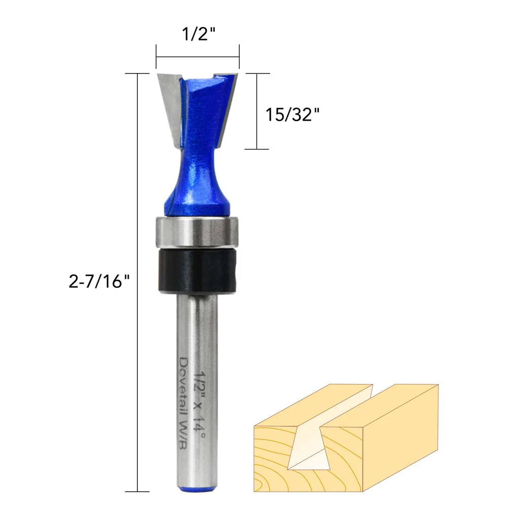 1/2" 14� DOVETAIL ROUTER BIT WITH BEARIN - Image 5