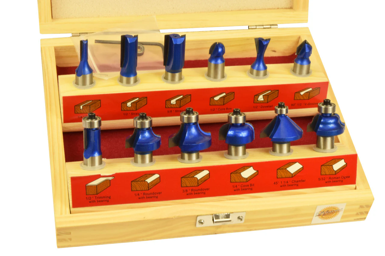 12PC ASSORTED BIT ROUTER BIT SET 1/2" SH