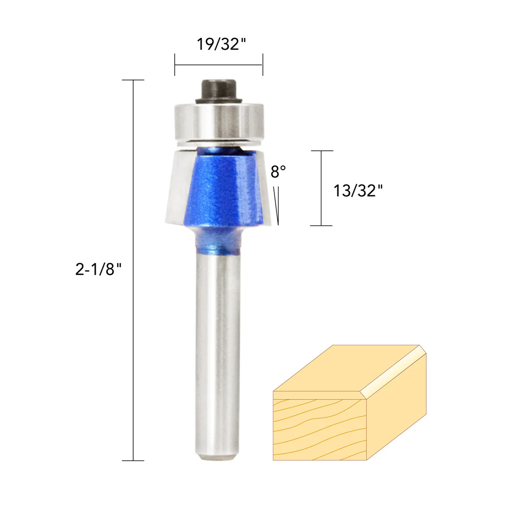 5/8" 8� BEVEL TRIM ROUTER BIT 1/4" SHANK - Image 5