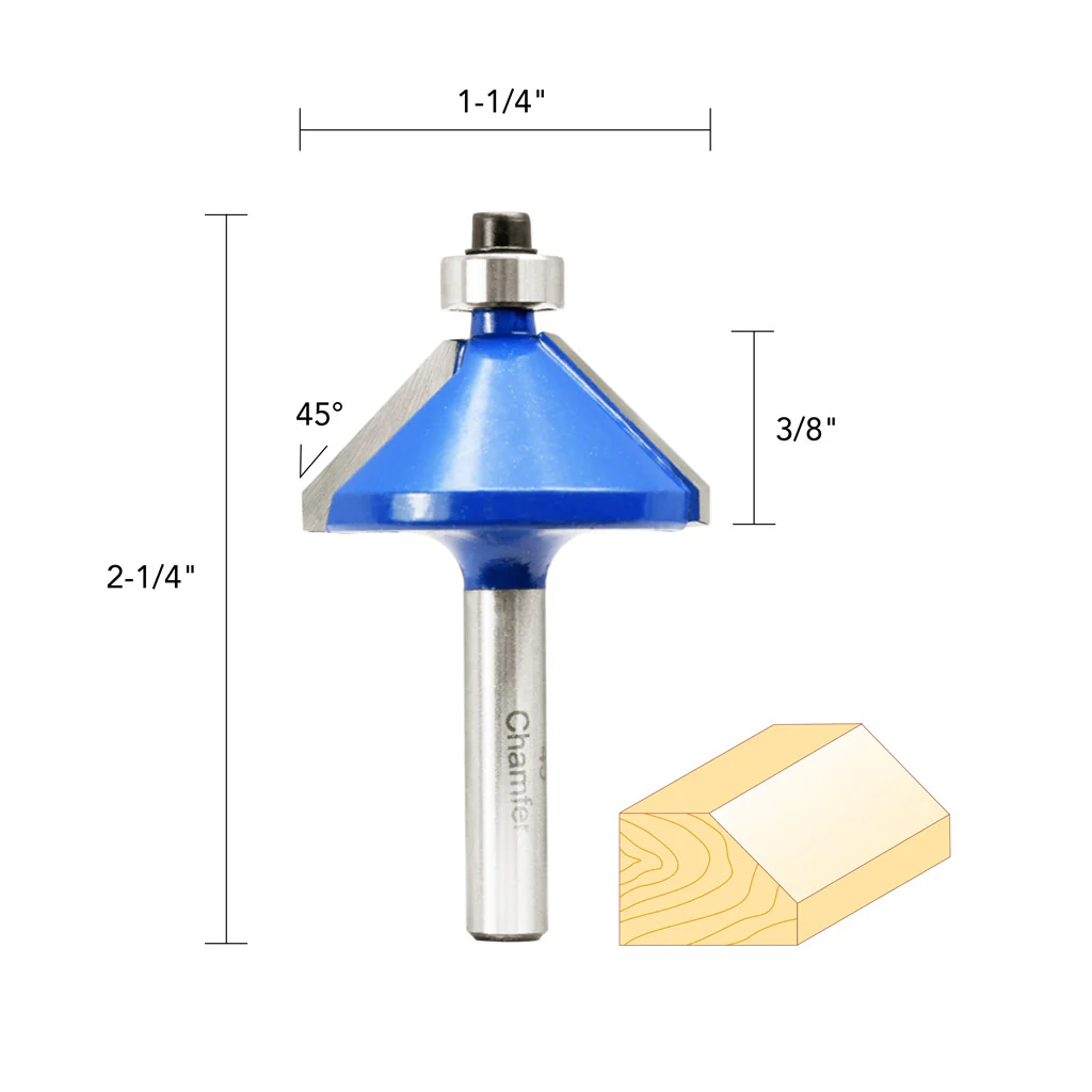 1 1/4" 45� CHAMFER ROUTER BIT 1/4" SHANK - Image 5