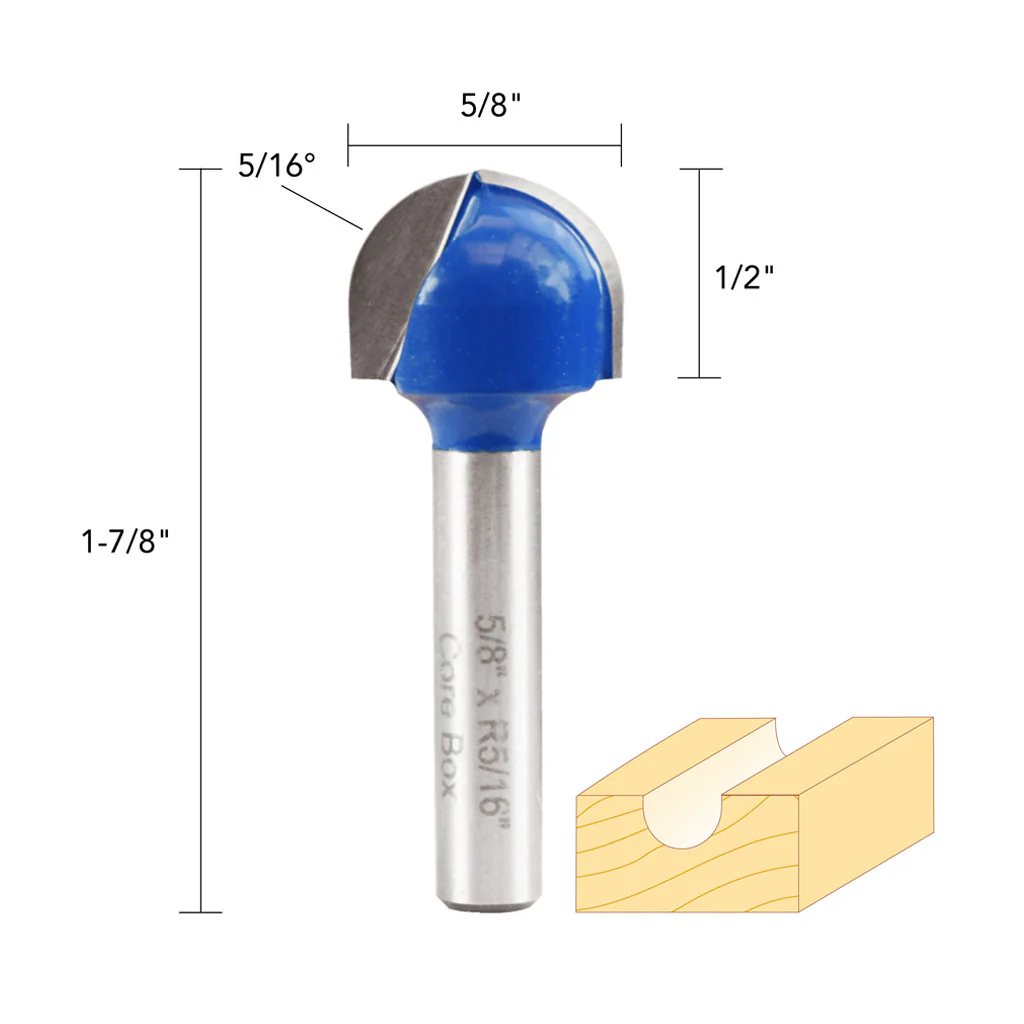 5/8" CORE BOX ROUTER BIT 1/4" SHANK - Image 4