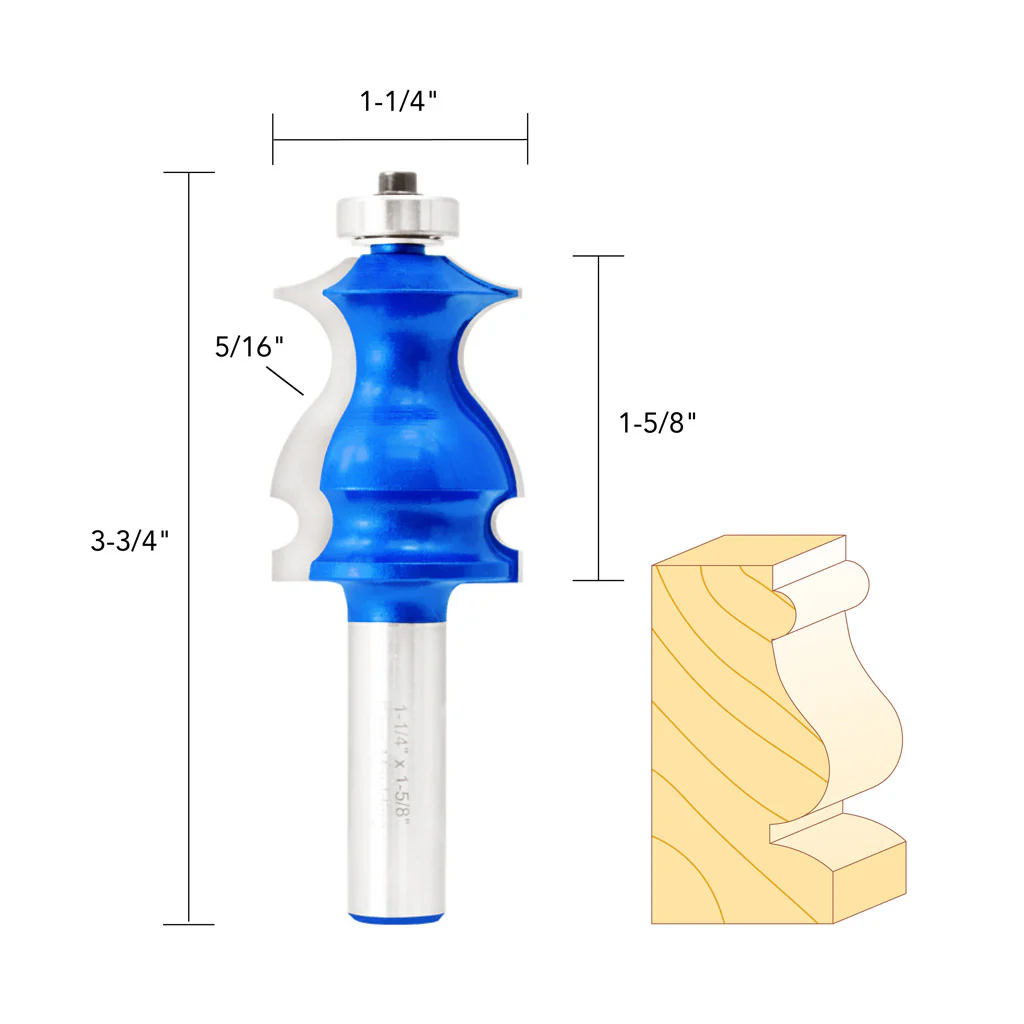 1-1/4" FACE MOLDING ROUTER BIT 1/2" SHAN - Image 5