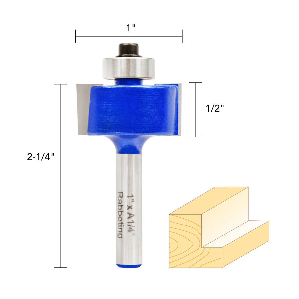 1/2" RABBETING ROUTER BIT 1/4" SHANK - Image 5