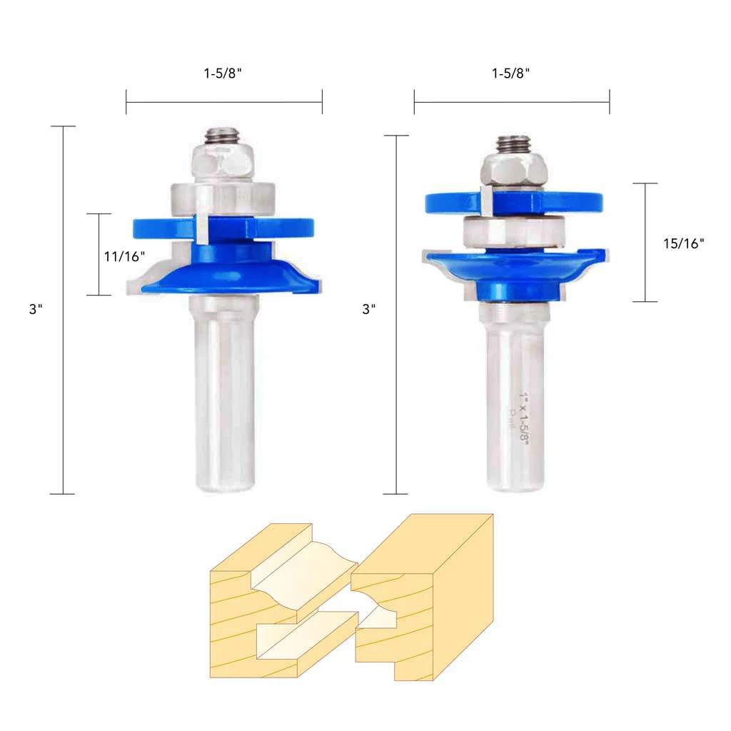 OGEE RAIL & STILE ROUTER BIT SET 1/2" SH - Image 5