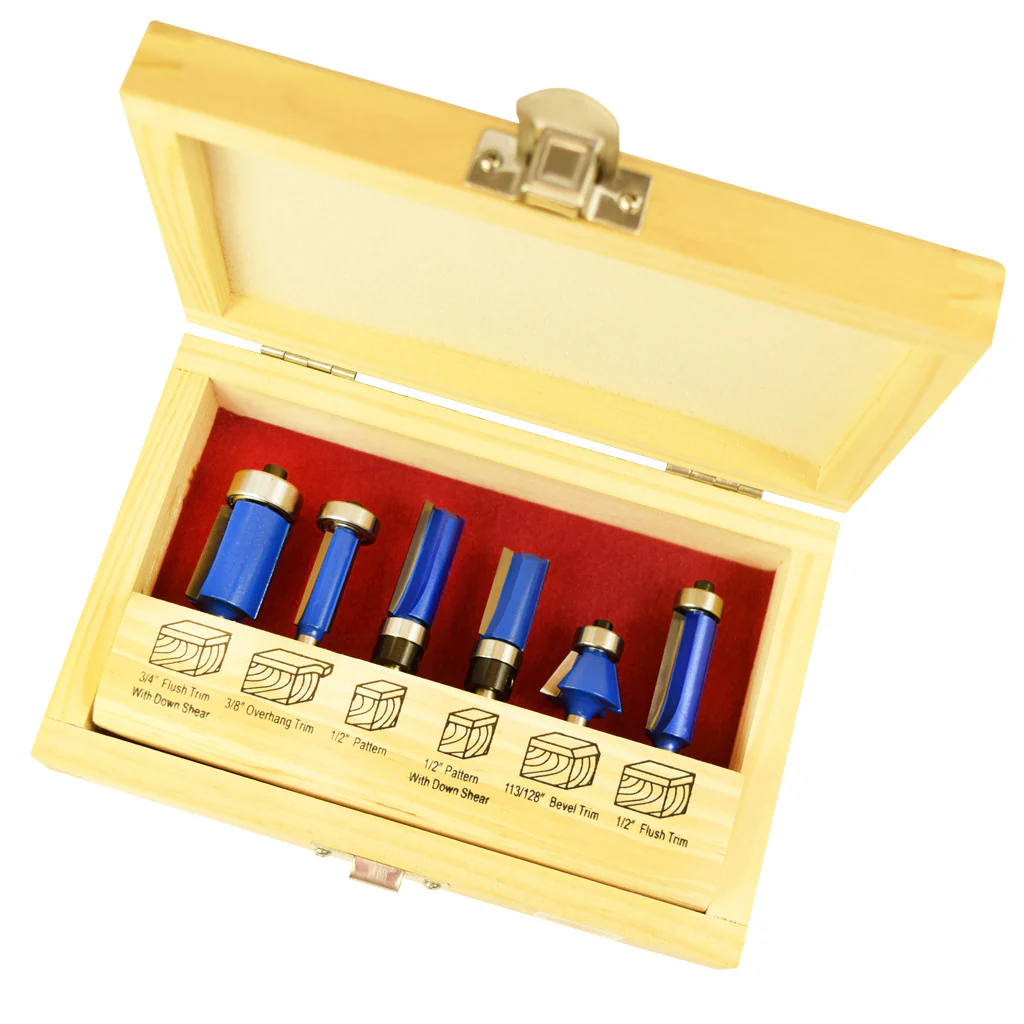 6PC TRIM BITS ROUTER BIT SET 1/4" SHANK - Image 2