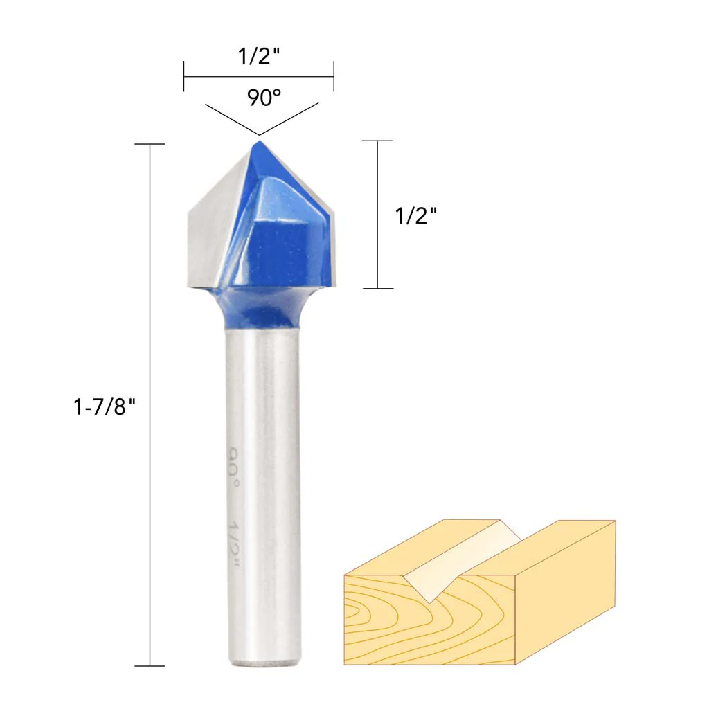 1/2" 90� V GROOVE ROUTER BIT 1/4" SHANK - Image 5