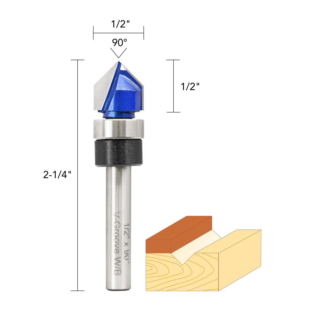 1/2" 90� V GROOVE ROUTER BIT WITH BEARIN - Image 5