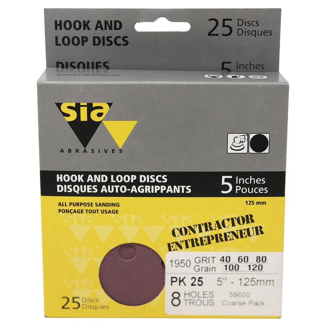 SIA 5" X 8 HOLE HOOK AND LOOP DISCS ASSO 58385
